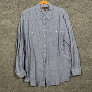 Tommy Bahama Mens Size XL Button Up Shirt Blue Chambray Linen Capsule